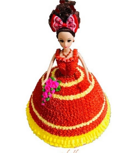 Red & Yellow dress Barbie Cake 2Kg